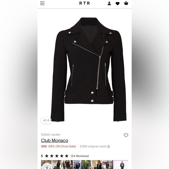 Club Monaco Deep Red Polyester Jacket with Gold Zippers - Picture 6 of 7